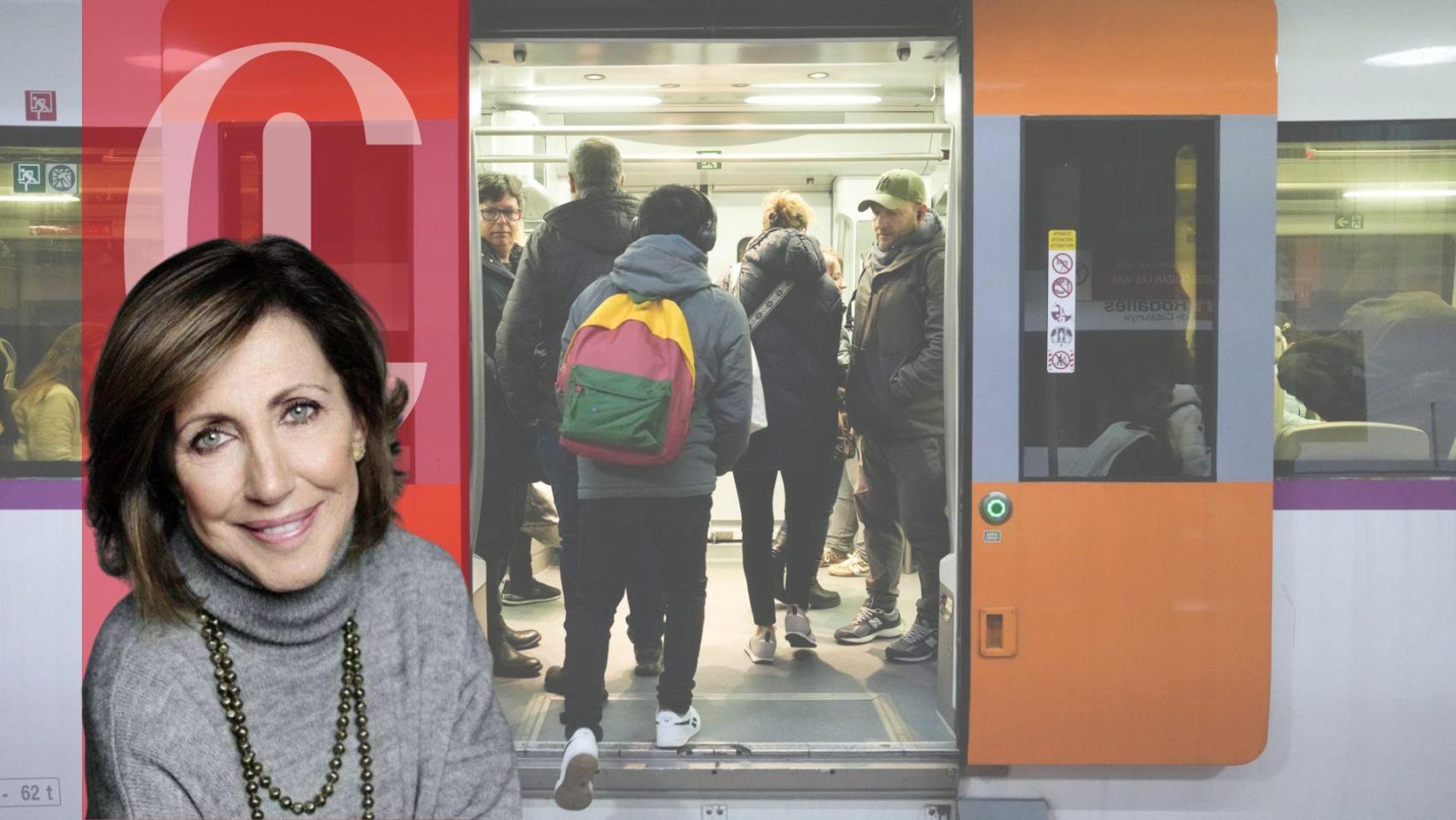 Pasajeros en un tren de Rodalies