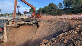 Obras de reparación en la autopista AP-7 a su paso por Gelida