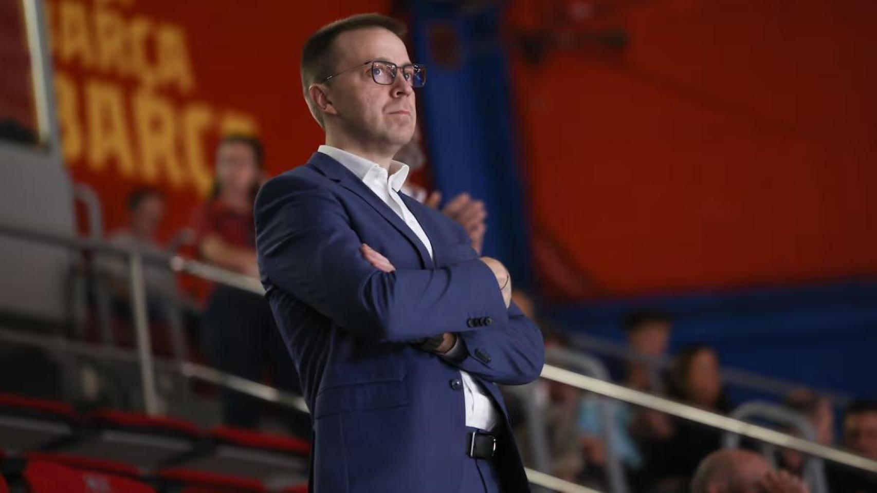 Paulius Motiejunas, antiguo CEO de la Euroliga, en el Palau Blaugrana