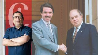 El expresidente del Gobierno José María Aznar le da la mano al expresidente catalán Jordi Pujol