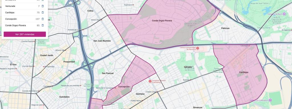 Mapa multizona per cercar casa a Madrid