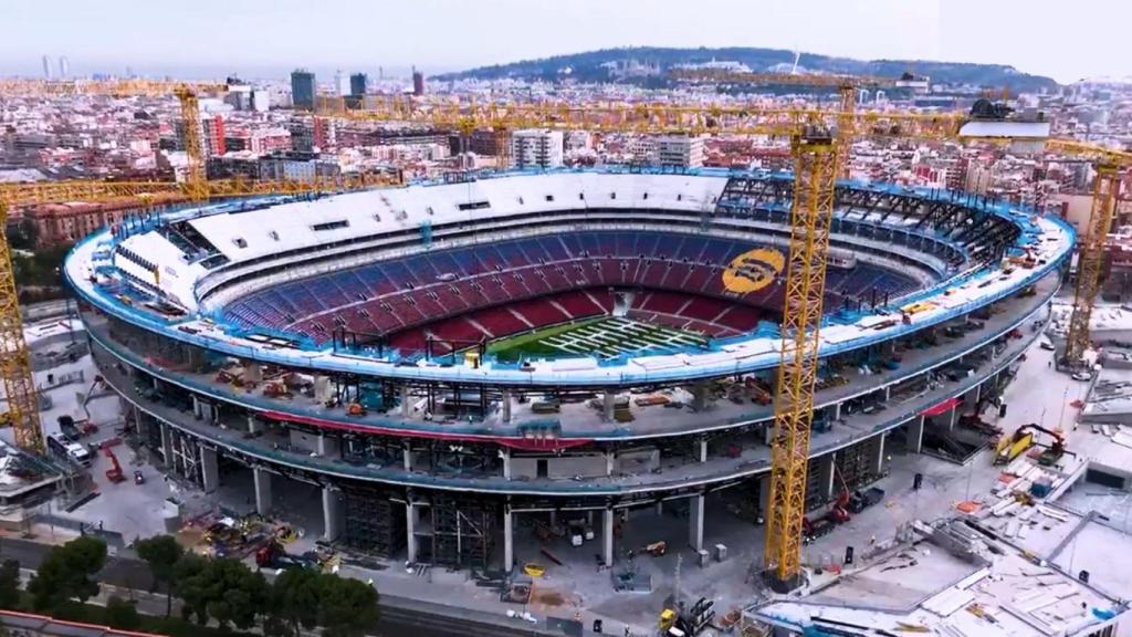Imagen de las obras del nuevo Spotify Camp Nou tomada en enero de 2026
