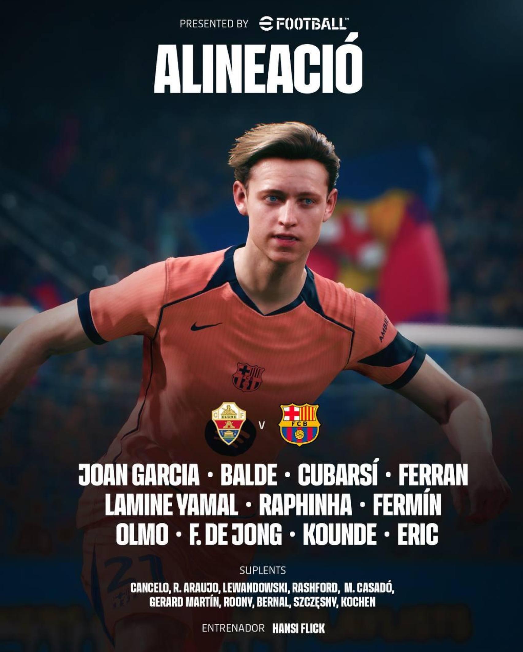 El once del Barça para el partido contra el Elche