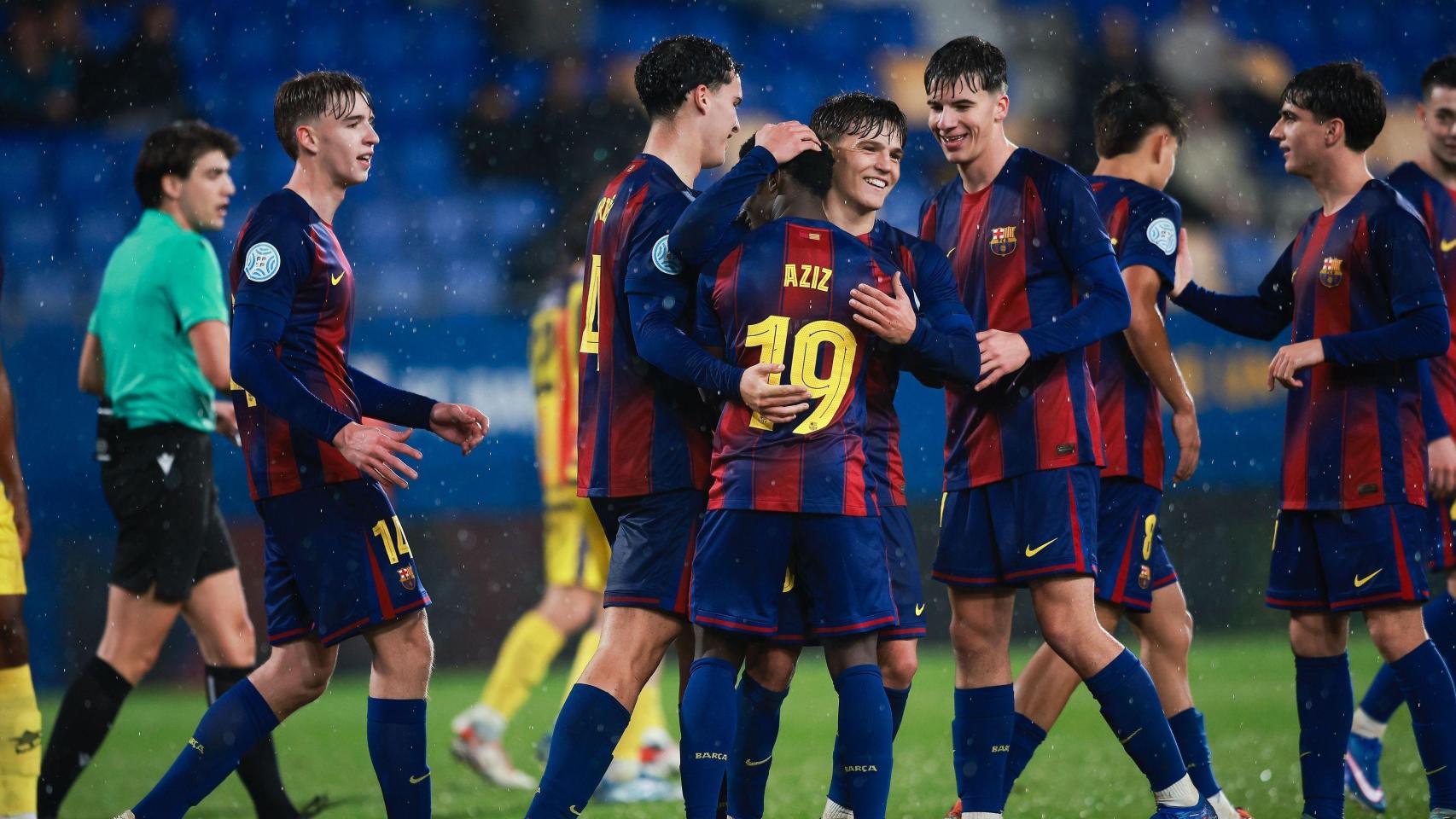 Los jugadores del Barça B celebran un gol contra el Andratx