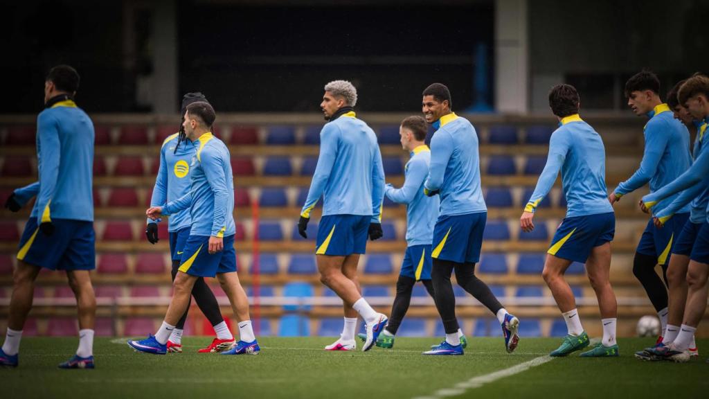 Entrenamiento del Barça antes del duelo ante el Copenhague