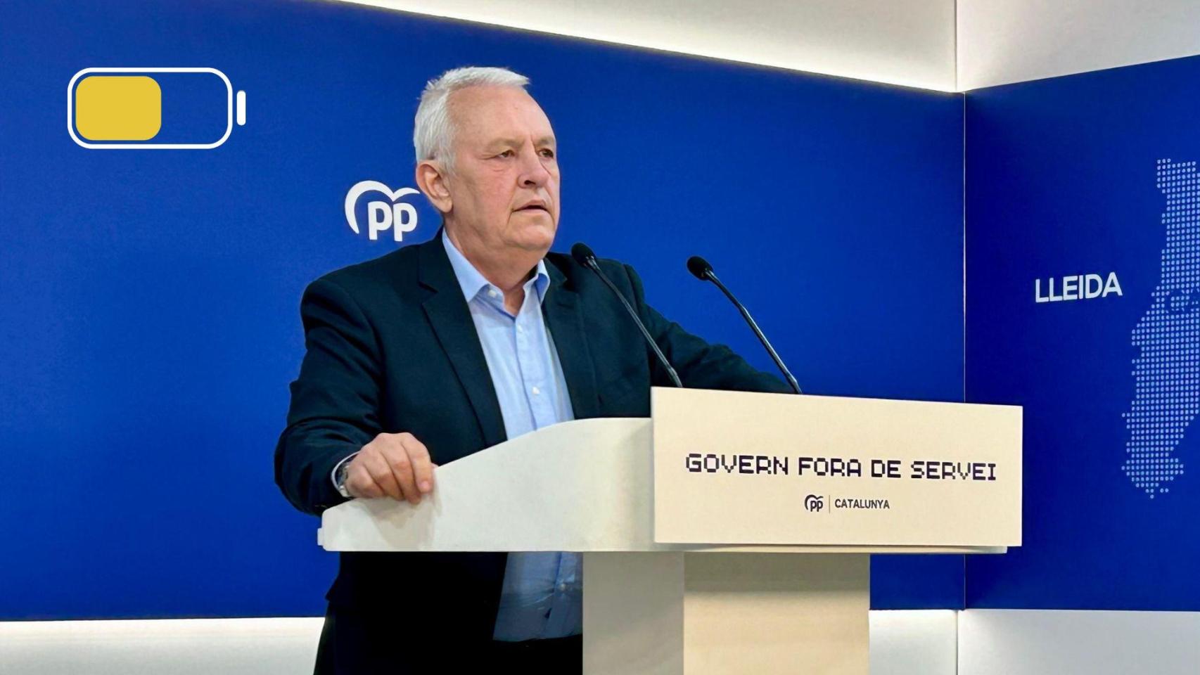 El secretario general del PP de Cataluña, Santi Rodríguez, en una rueda de prensa