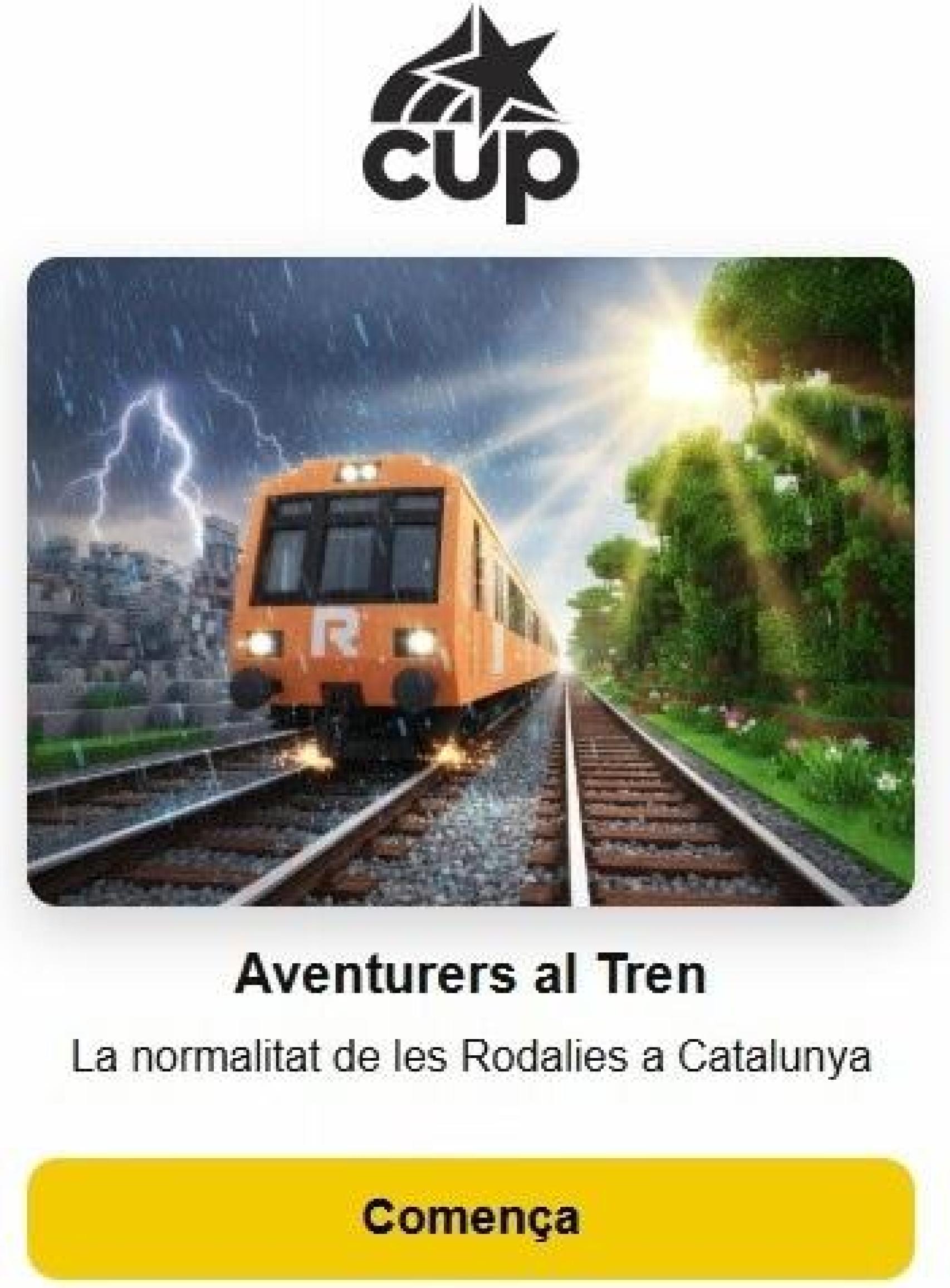 Aventureros al tren, el videojuego de la CUP sobre la crisis de Rodalies
