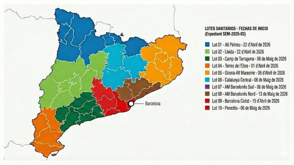 Mapa de inicio del servicio por regiones