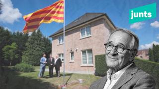 Fotomontaje de Xavier Trias junto a la 'Casa de la República' de Waterloo