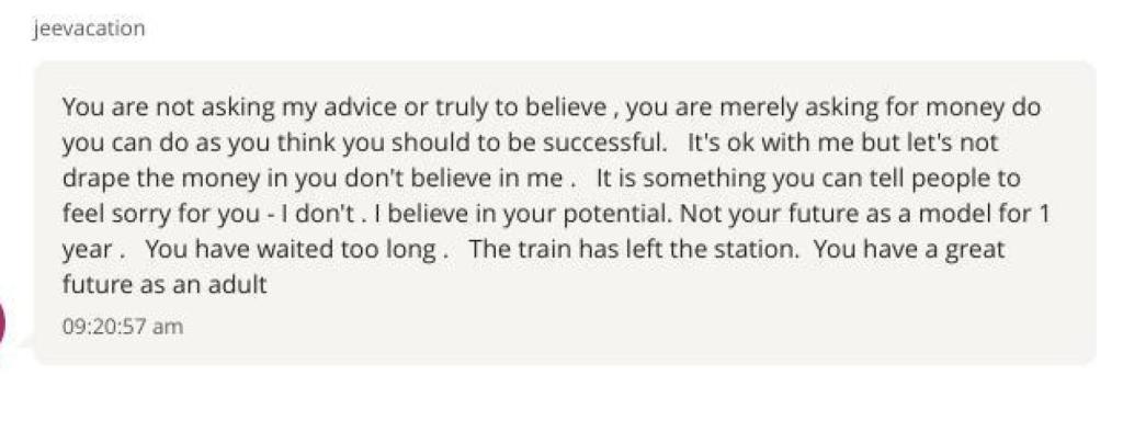 Un mensaje de Jeffrey Epstein en una captura de pantalla de una de sus conversaciones de Skype