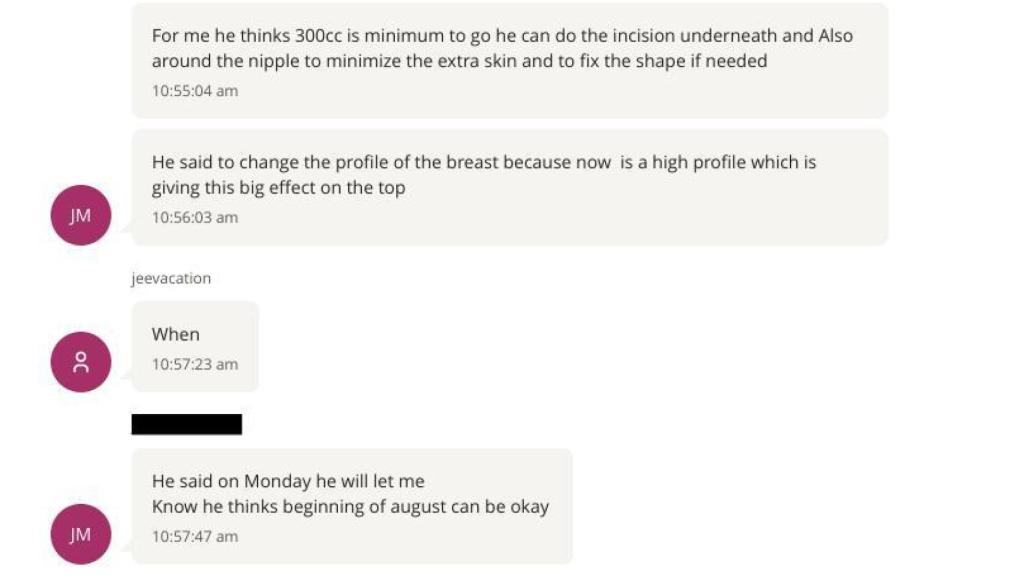 Captura de pantalla de una conversación entre una joven residente en Barcelona y Jeffrey Epstein