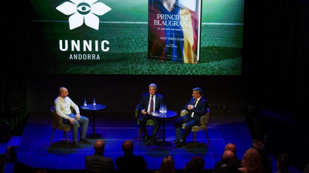 Joan Laporta, durant la presentació d'un llibre a Andorra