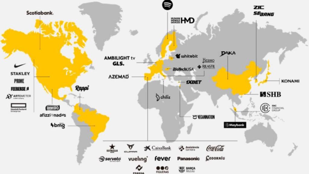 Mapa dels patrocinadors del Barça després de la temporada 2024-25