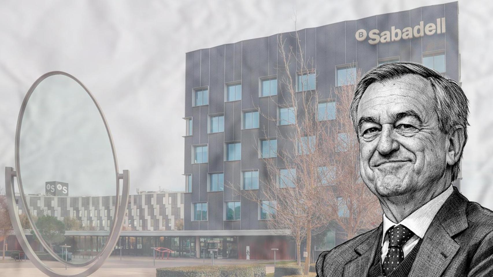 El consejero delegado saliente del Banco Sabadell, César González-Bueno, con la sede del banco en Sant Cugat de fondo / CG