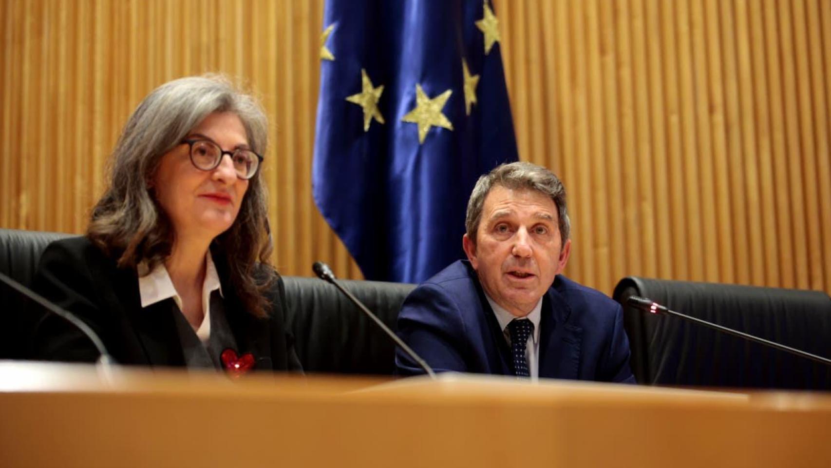 José Domingo y Maite Pagazaurtundúa, en la presentación de la Fundación Impulso y Cooperación en el Congreso de los Diputados