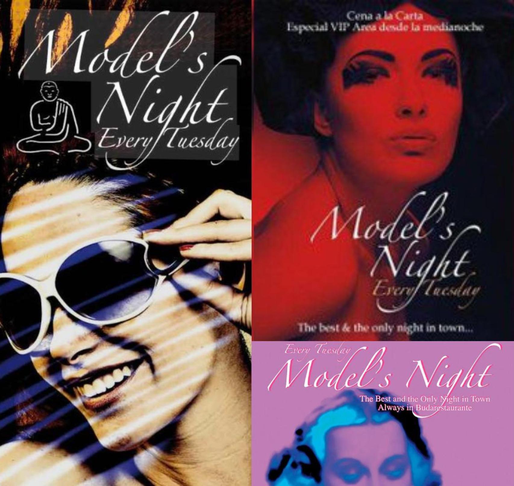 Varios folletos que anuncian la 'Model's Night' de los martes en el restaurante Buda de Barcelona
