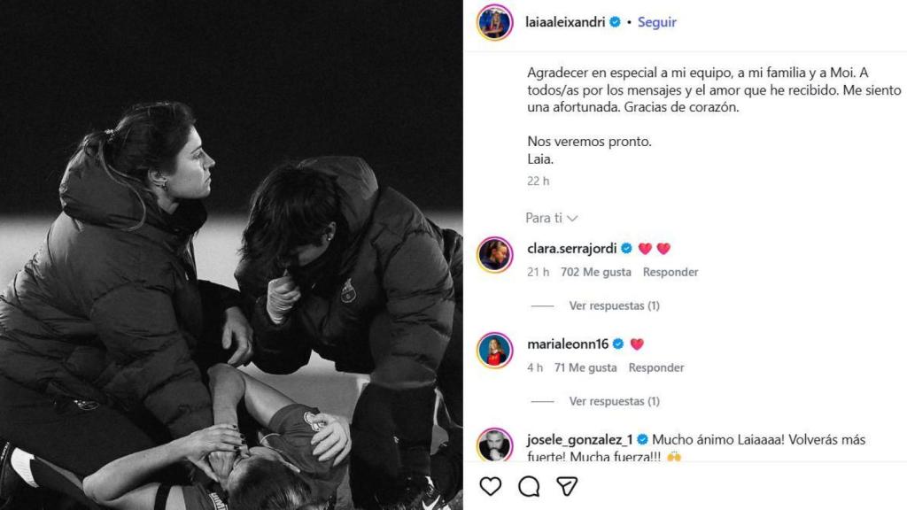 Laia Aleixandri trenca el seu silenci després de patir una ruptura del lligament encreuat anterior del genoll dret