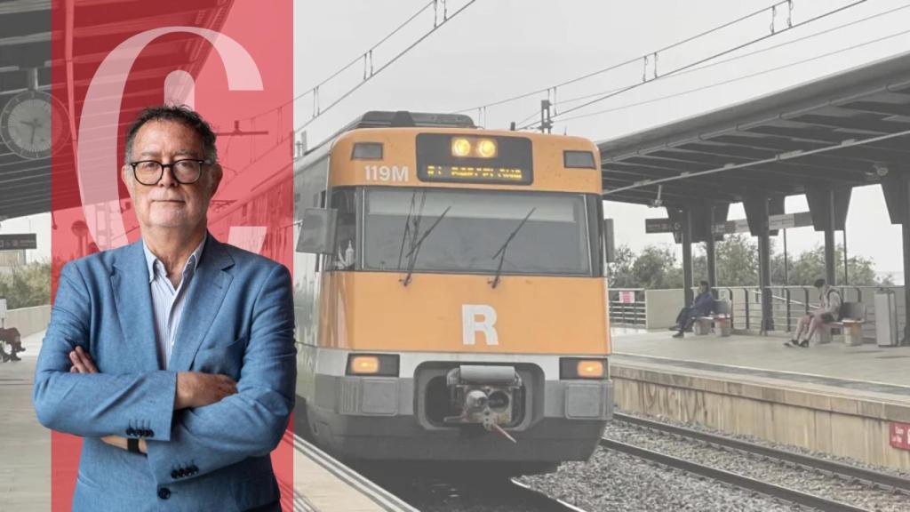 Un montaje de Manuel Gómez Acosta con una imagen de una estación de Rodalies de fondo