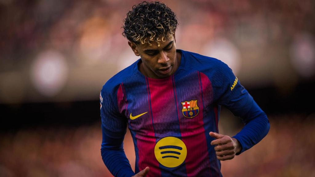 Lamine Yamal, concentrado durante el Barça-Mallorca