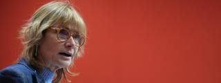 La viceprimera secretaria y portavoz del PSC, Lluïsa Moret, durante una rueda de prensa, en la sede del PSC, a 9 de febrero de 2026, en Barcelona