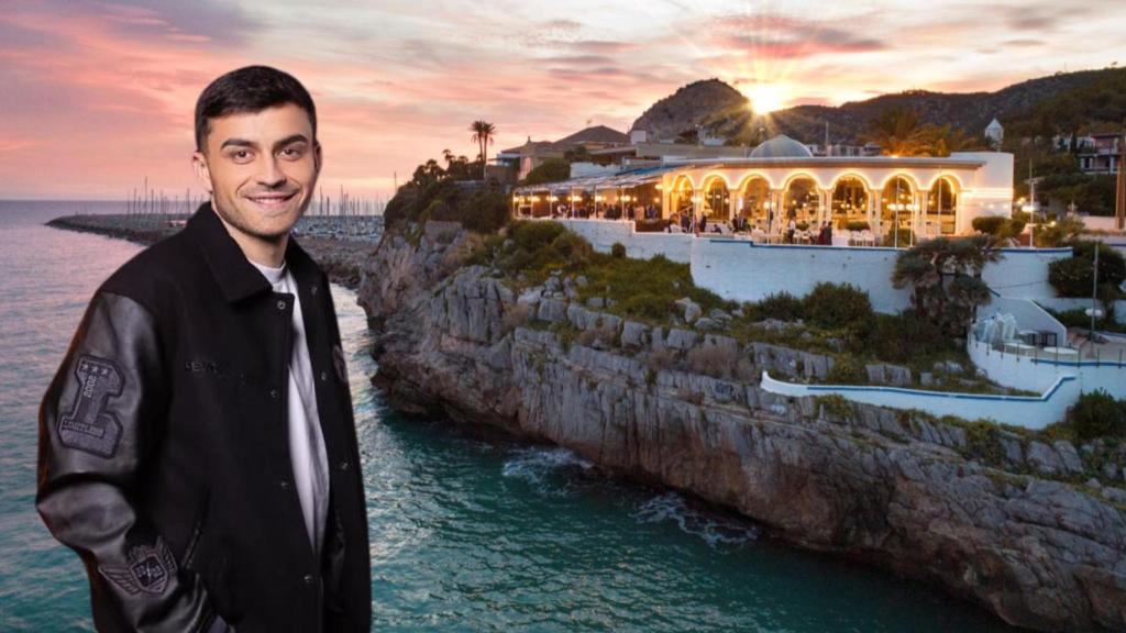 Pedri, en un fotomontaje con la Cúpula del Garraf de fondo