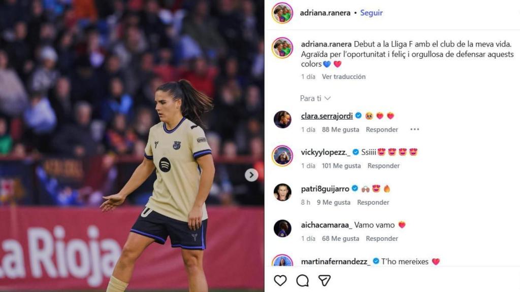 Adriana Ranera celebra su debut en la Liga F con el Barça Femenino