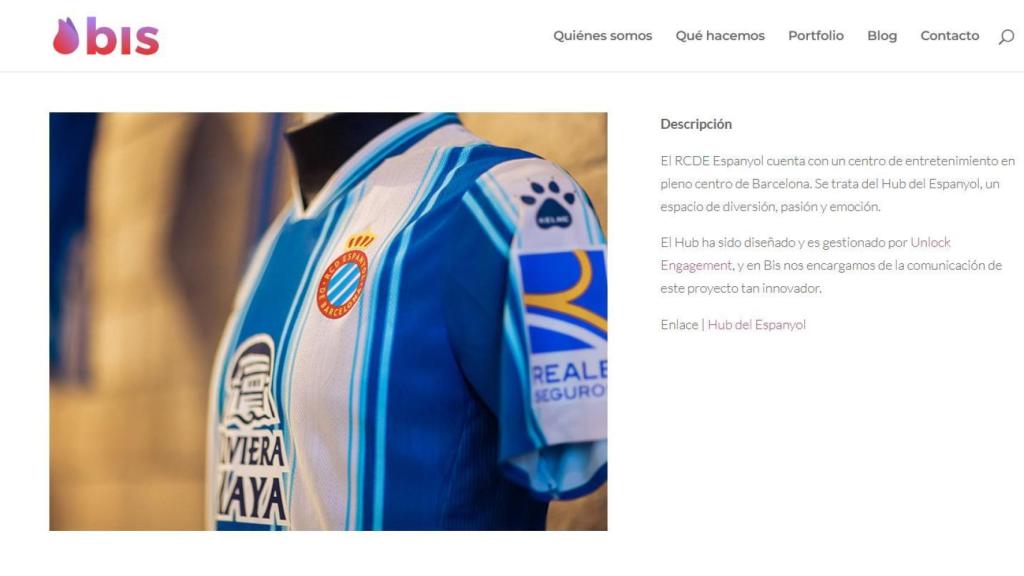 L'agència Bis explica que portaven la comunicació del 'hub' de l'Espanyol i qui el gestiona és Unlock Engagement