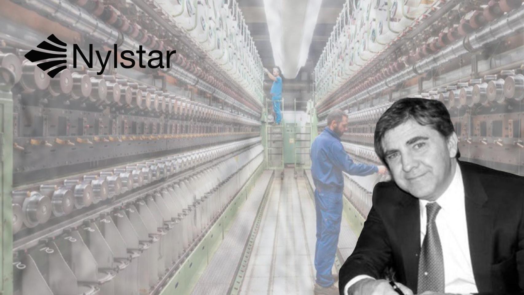 Fotomontaje de Alfonso Cirera y la fábrica de Nylstar