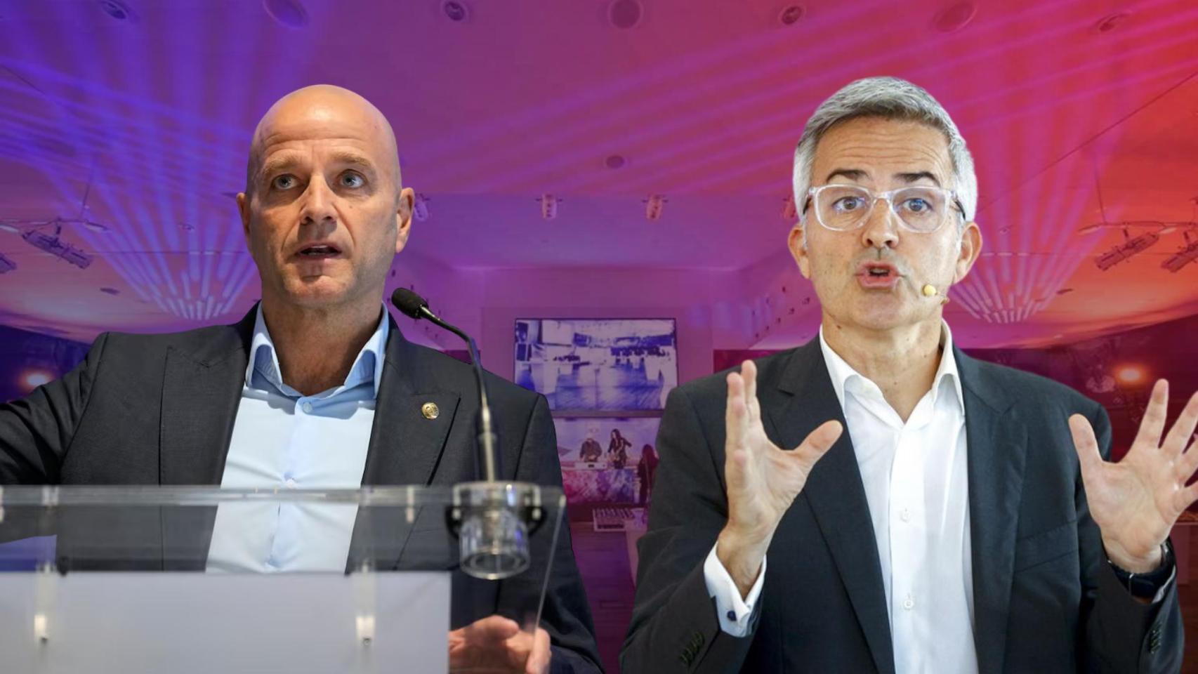 Xavier Vilajoana y Víctor Font, en un montaje con el Auditori 1899 de fondo