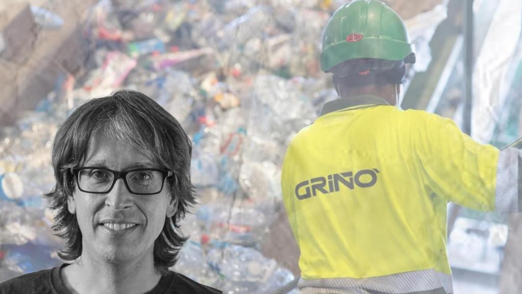 Rafael Marrasé, el director de 'portaenrere.cat' , con una imagen de Grupo Griñó de fondo