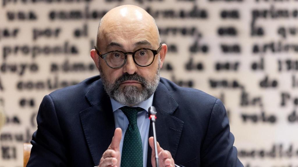 Pedro Marco, presidente de Adif, en una comparecencia pública