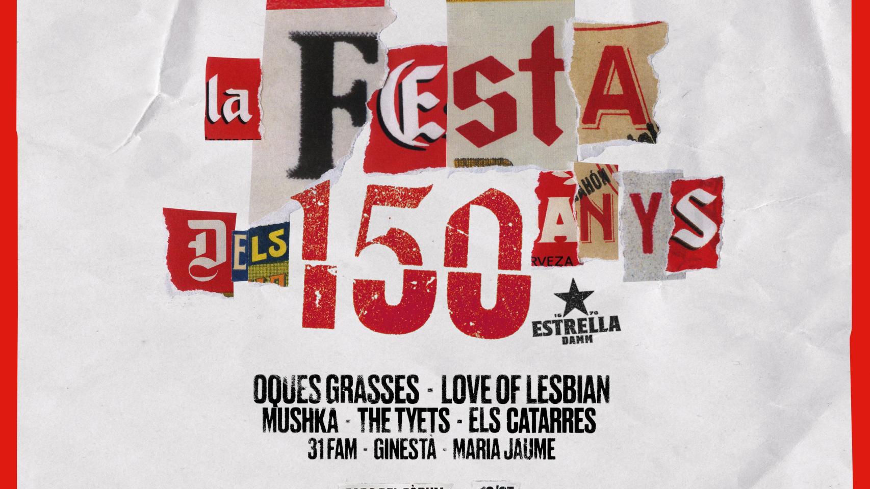 Cartel de la fiesta del 150º aniversario de Estrella Damm