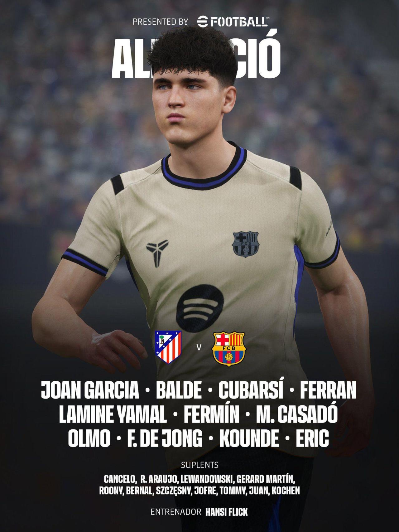 El once de Hansi Flick para el Atlético de Madrid-Barça de la Copa del Rey