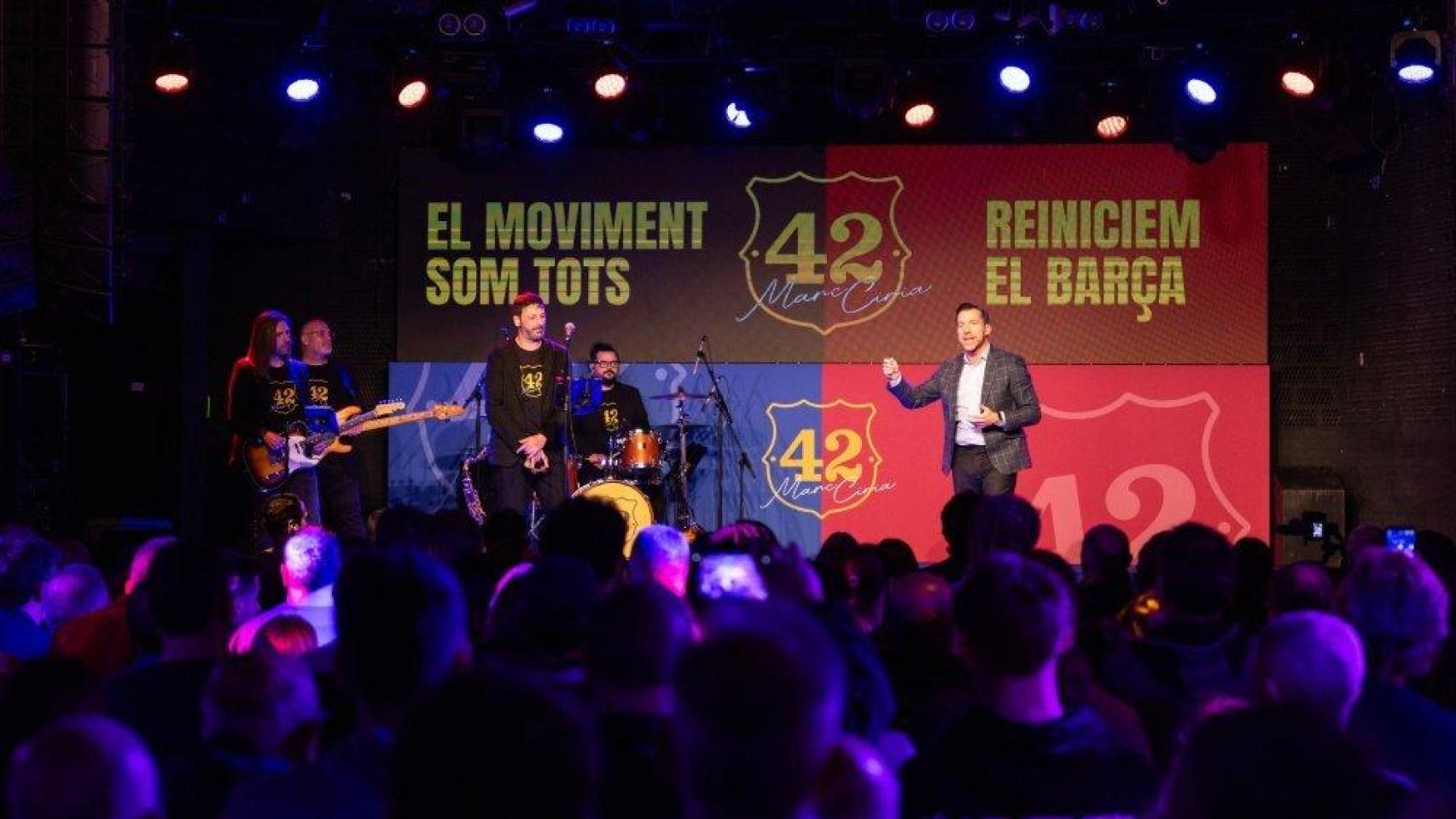 Marc Ciria, durante la presentación de su precandidatura a la presidencia del FC Barcelona como líder de 'Moviment 42'