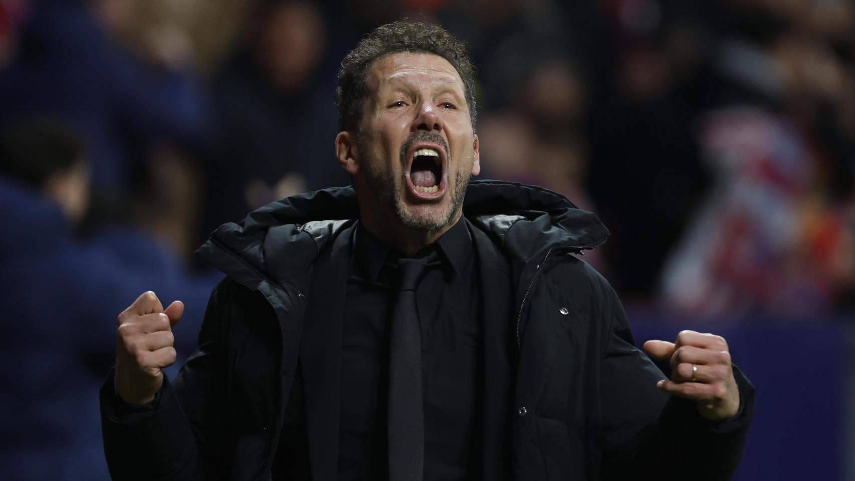 Diego Pablo Simeone celebra un gol del Atlético de Madrid contra el Barça en la Copa del Rey