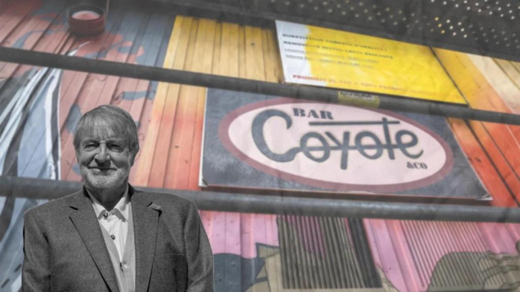 Montaje con una fotografía del cartel del Bar Coyote, local afectado, y el empresario hotelero Salvador Sallés
