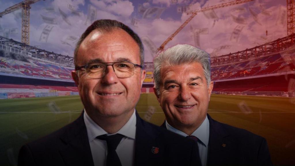 Aureli Mas y Joan Laporta en un montaje
