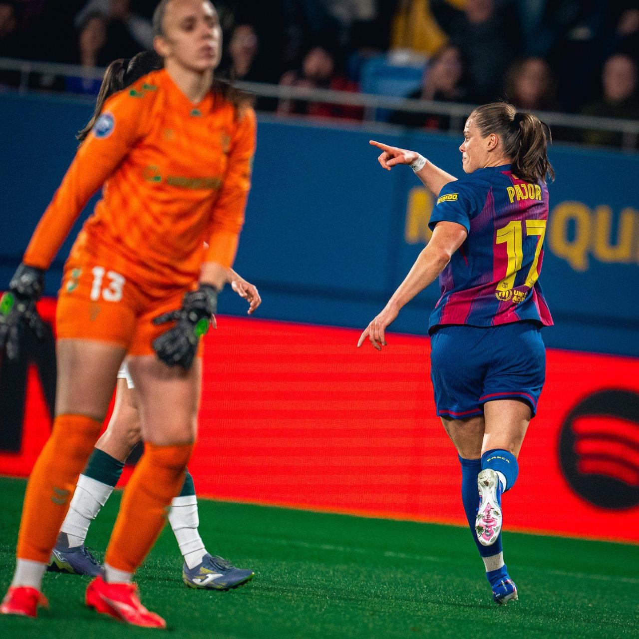 Ewa Pajor celebra el seu gol al Barça Femení-Eibar de la Lliga F
