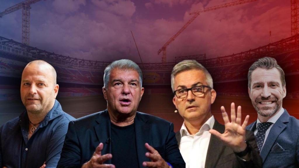 Xavi Vilajoana, Joan Laporta, Víctor Font y Marc Ciria, en un fotomontaje