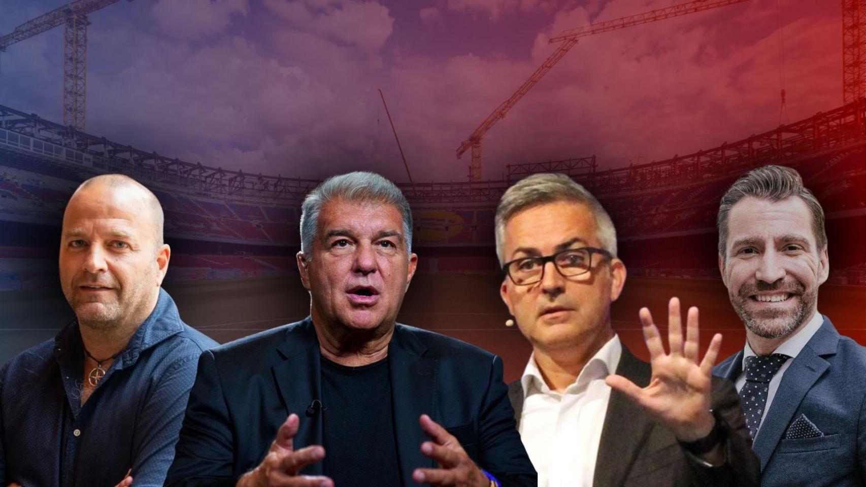 Xavi Vilajoana, Joan Laporta, Víctor Font y Marc Ciria, en un fotomontaje