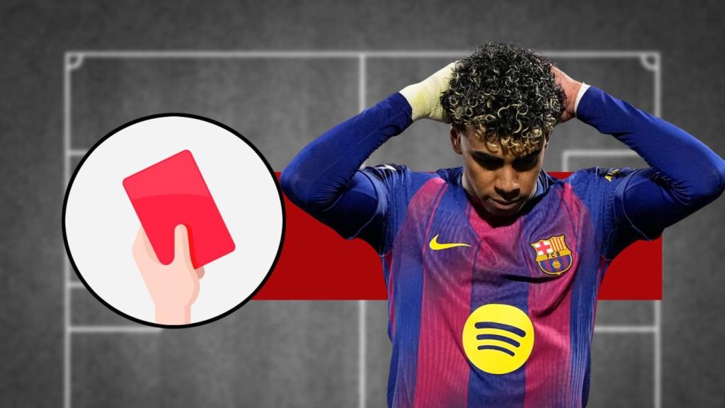 La tarjeta roja del Girona-Barça para Lamine Yamal