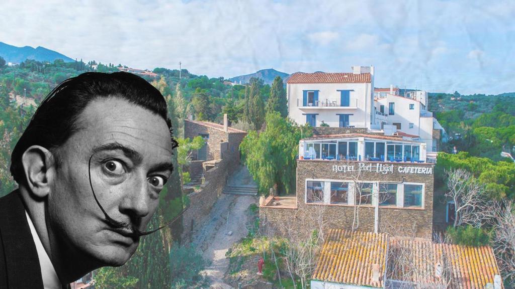 Fotomontaje del Hotel Port Lligat con la cara de Salvador Dalí