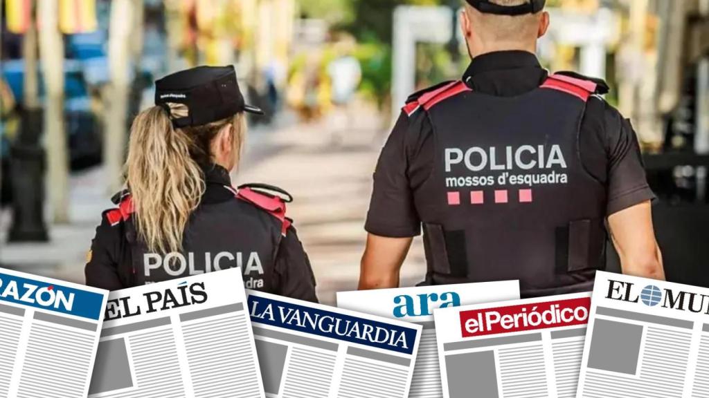 Fotomontaje de primeras planas con dos agentes de Mossos d'Esquadra