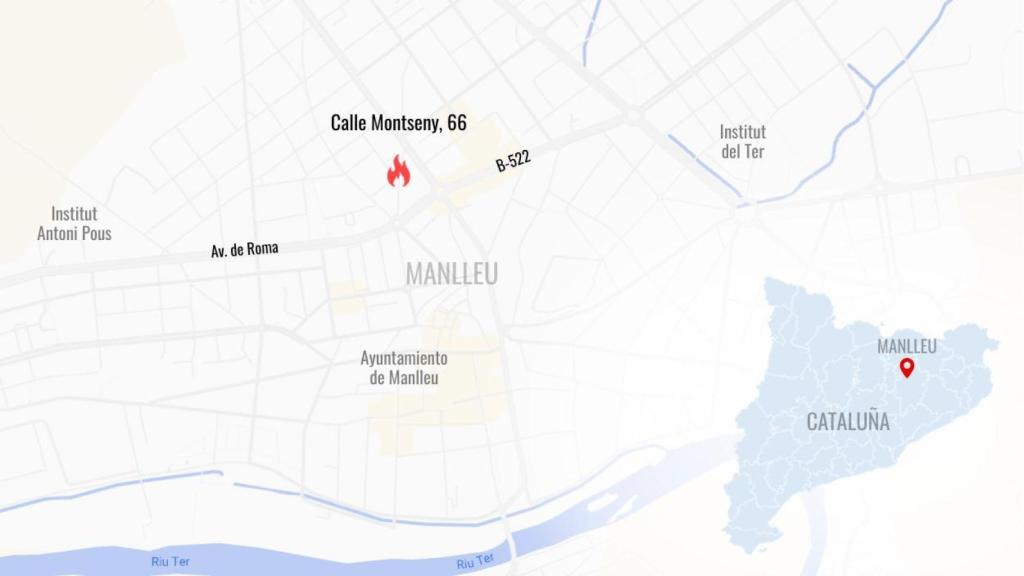 La ubicación del incendio mortal en Manlleu