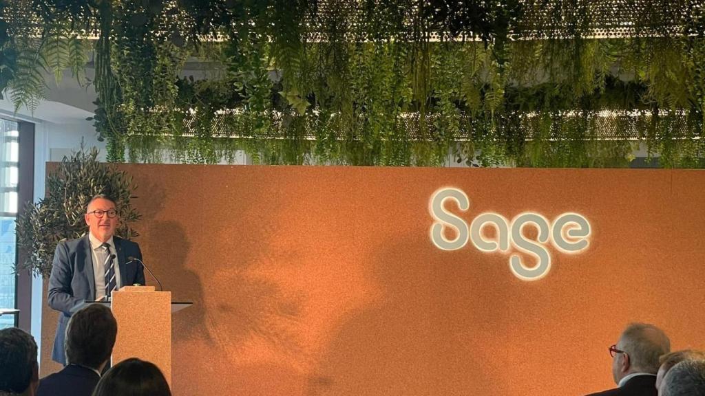 El conseller de Empresa y Trabajo, Miquel Sàmper, este miércoles durante la inauguración del hub de Sage en Barcelona