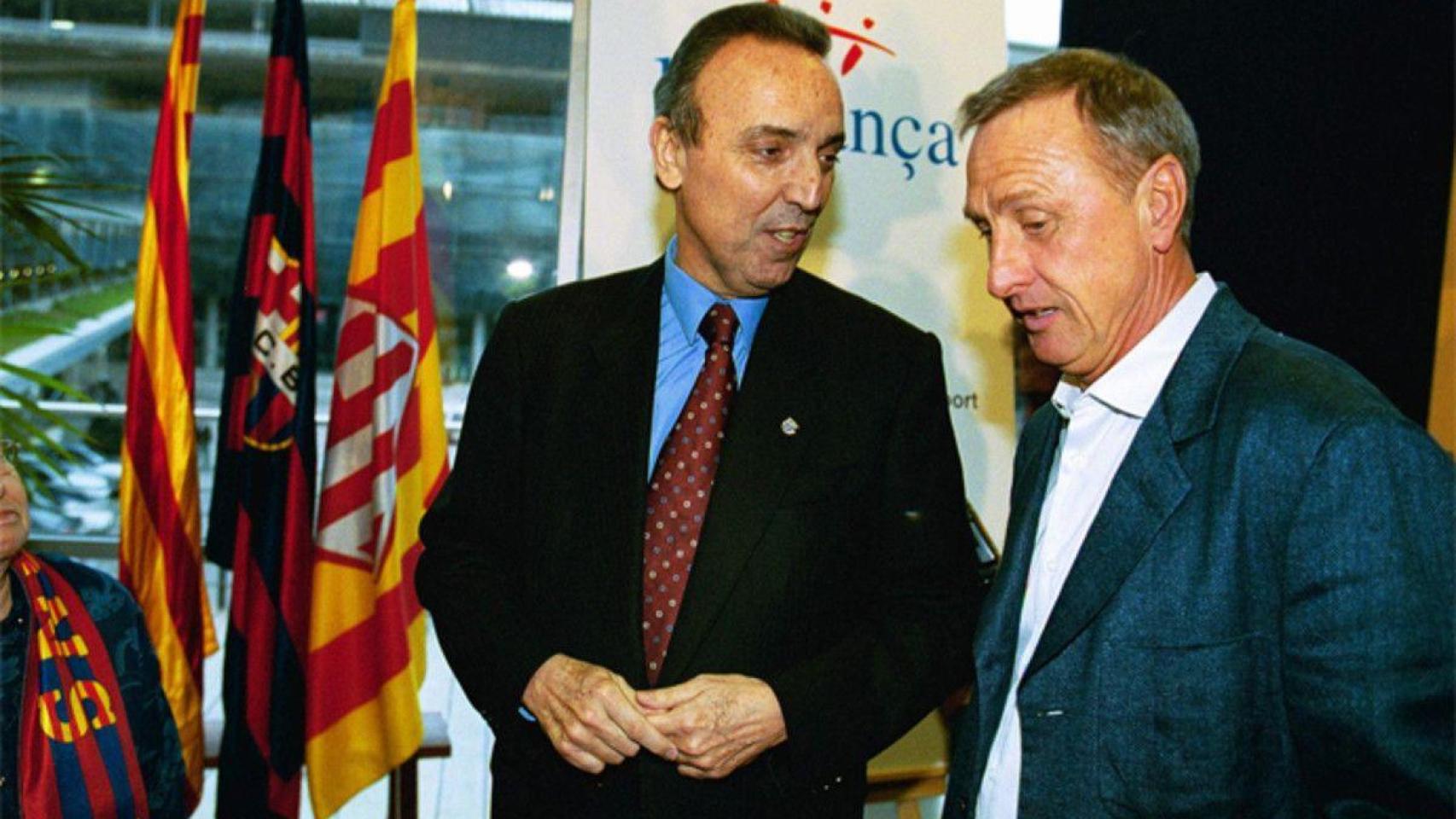 Joan Gaspart y Johan Cruyff