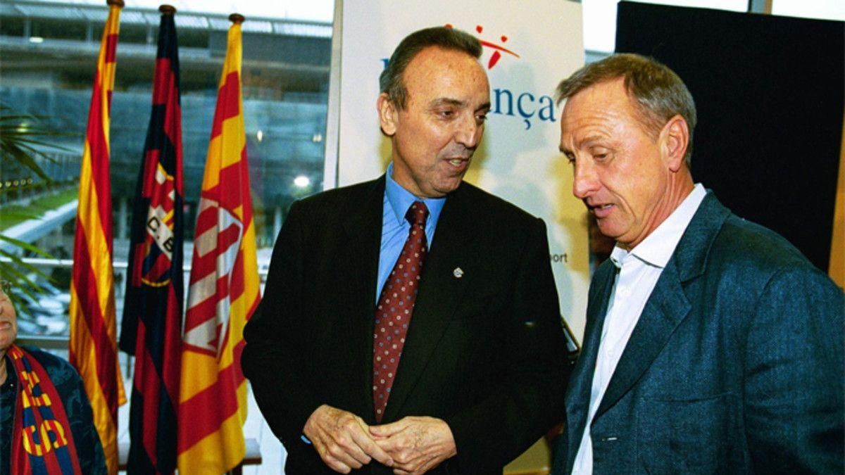 Joan Gaspart y Johan Cruyff