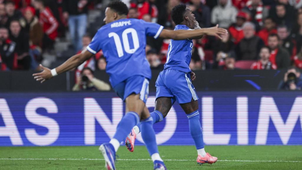 Vinicius Jr celebra el seu gol al Benfica-Reial Madrid