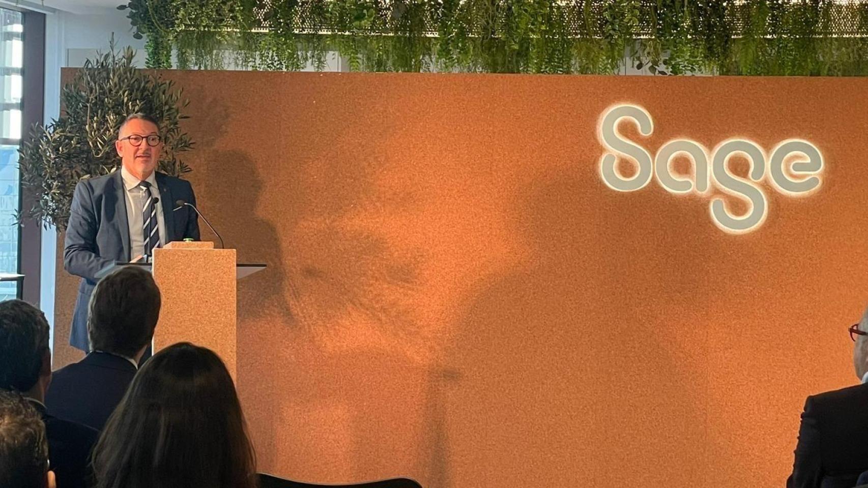 El conseller de Empresa y Trabajo, Miquel Sàmper, este miércoles durante la nueva apertura del hub de Sage en Barcelona