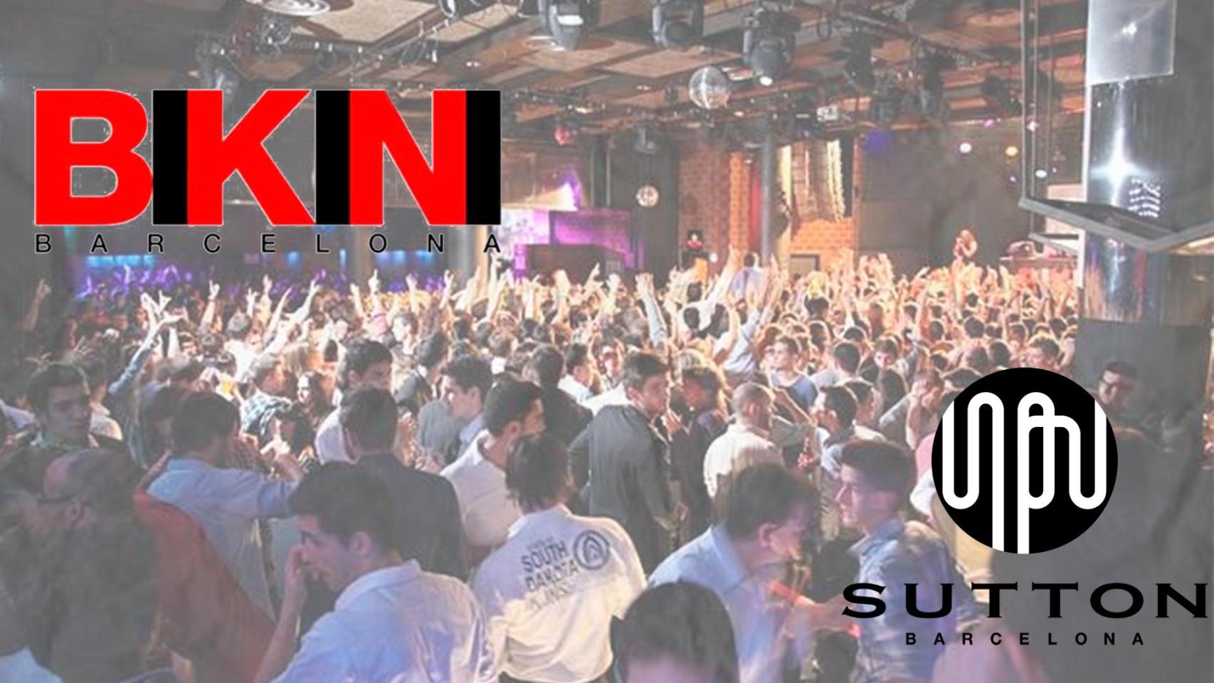 Interior de la sala Bikini, con los logos de la mentada discoteca, Input y Sutton